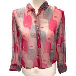 Rachel Antonoff Pink and Gray Blouse